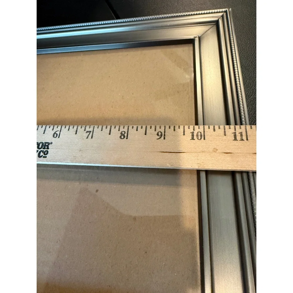 Silver Picture Frame Brushed‎ Metallic Beaded Border 8 x 10 Free Standing